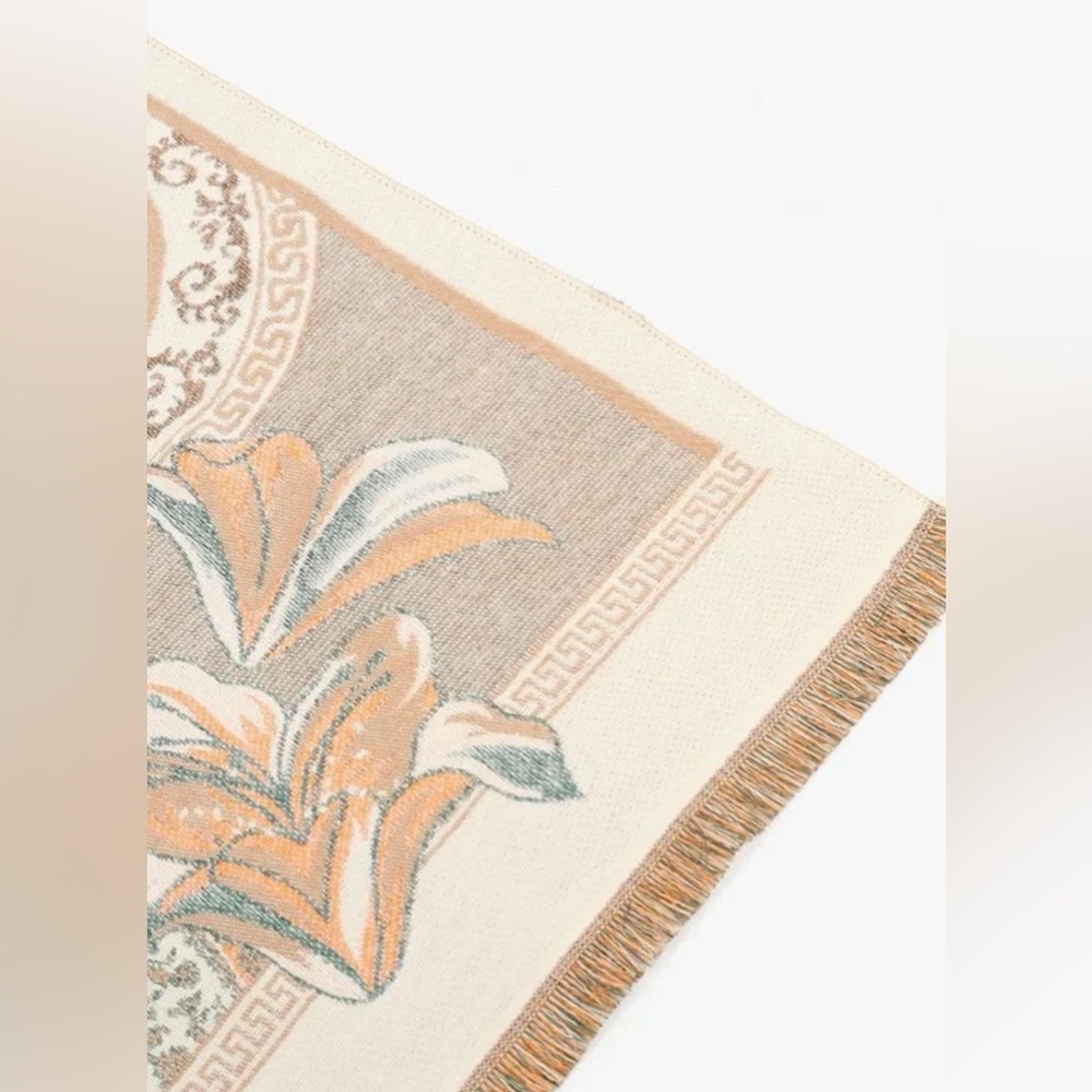 Cashmere Wool Scarf Shawl Large 74.8x27.6 in Beige Brown Pattern New - Picture 4 of 4